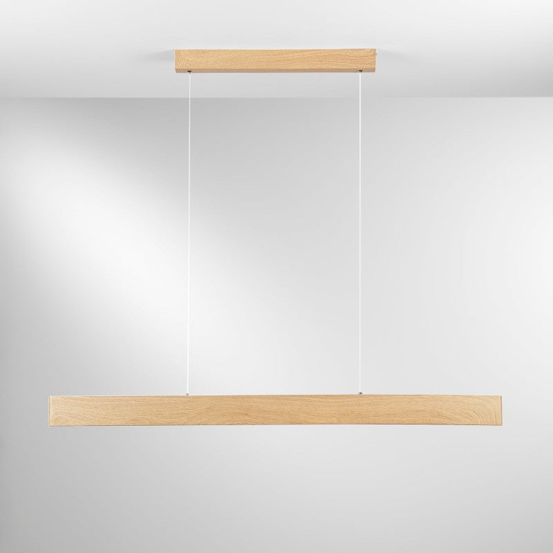 LED SUSPENSION NAVEL MADERA 40W 6400LM CCT 121.5X8X150CM